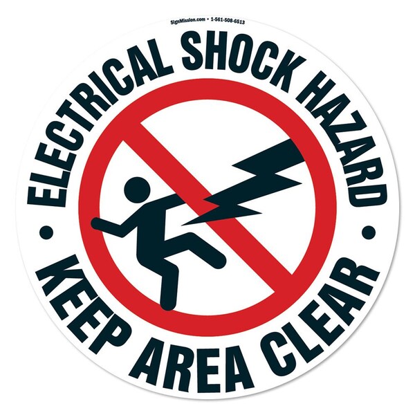 Signmission Electrical Shock Hazard 16in Non-Slip Floor Marker, 16" x 16", FD-2-C-16-99946 FD-2-C-16-99946 - main